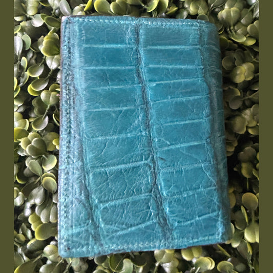 Men's Small Alligator Wallet Bifold – Teal – Handcrafted in Palm Beach, Florida