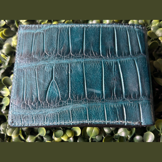 Men's Alligator Bifold Wallet - Teal