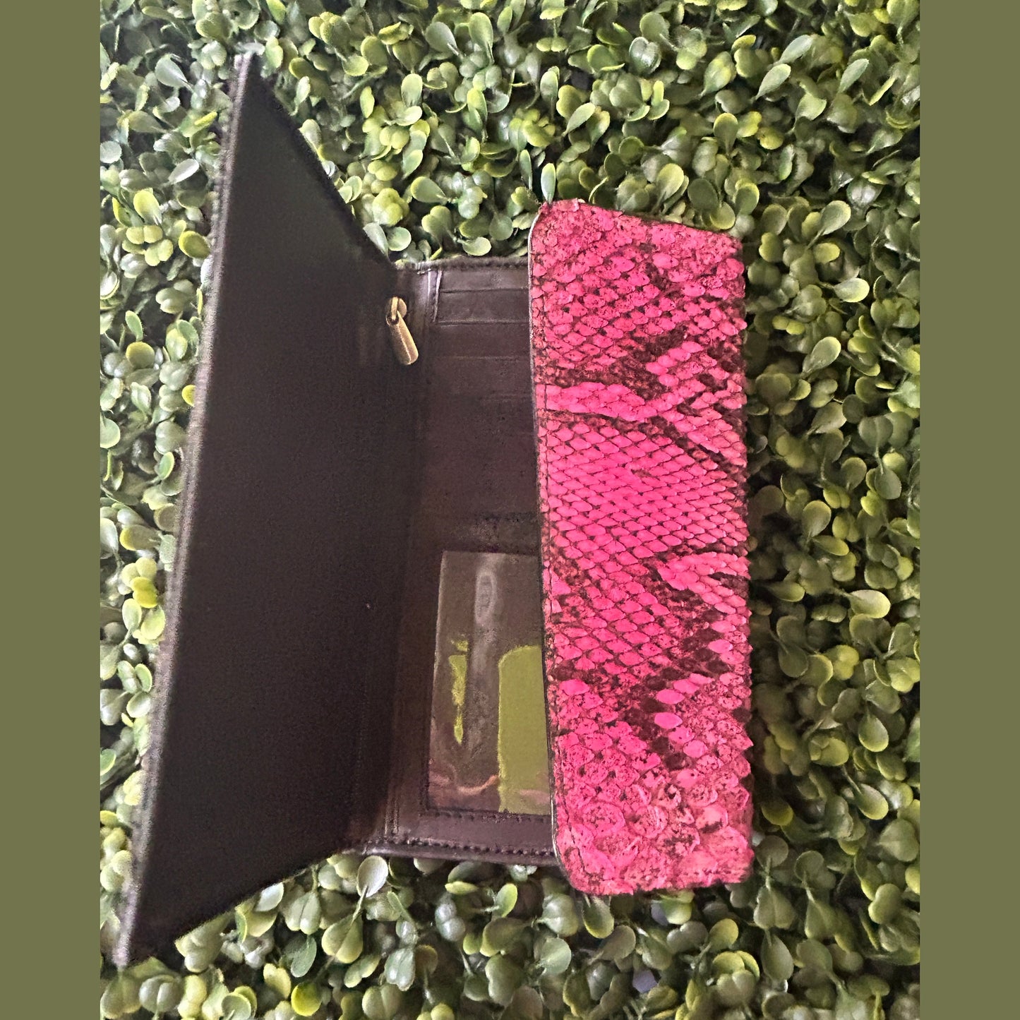 Women's Python Large Leather Wallet (3-Fold) – Pink – Handcrafted in Palm Beach, Florida