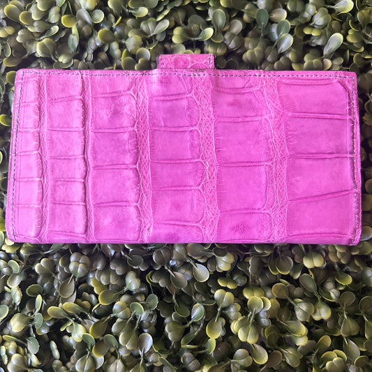 Women's Alligator Checkbook Wallet – with Clasp Purple Color