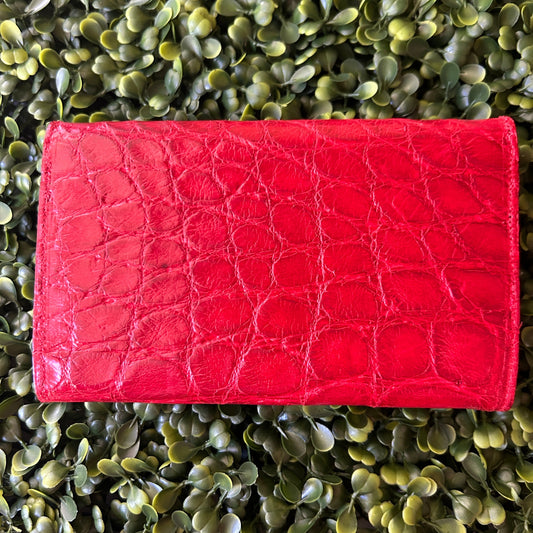 Women's Alligator Leather Wallet – Large Wallet (Red)
