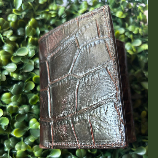 Men’s Alligator Trifold Wallet — Brown