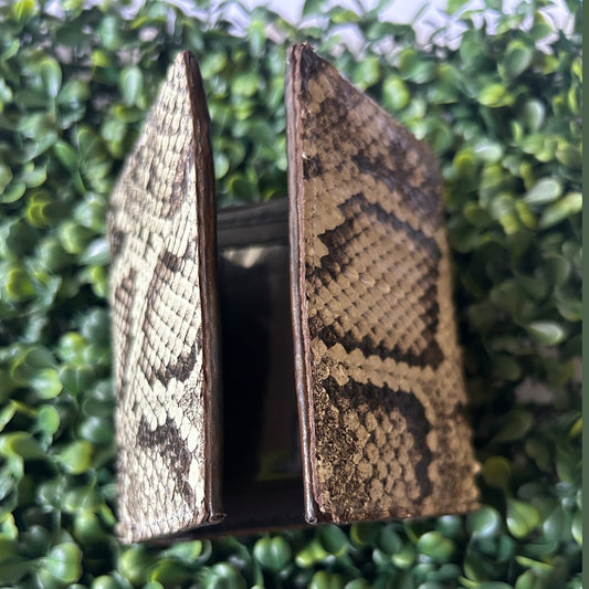 Men’s Python Trifold Wallet – Black & White – Handcrafted in Palm Beach, Florida