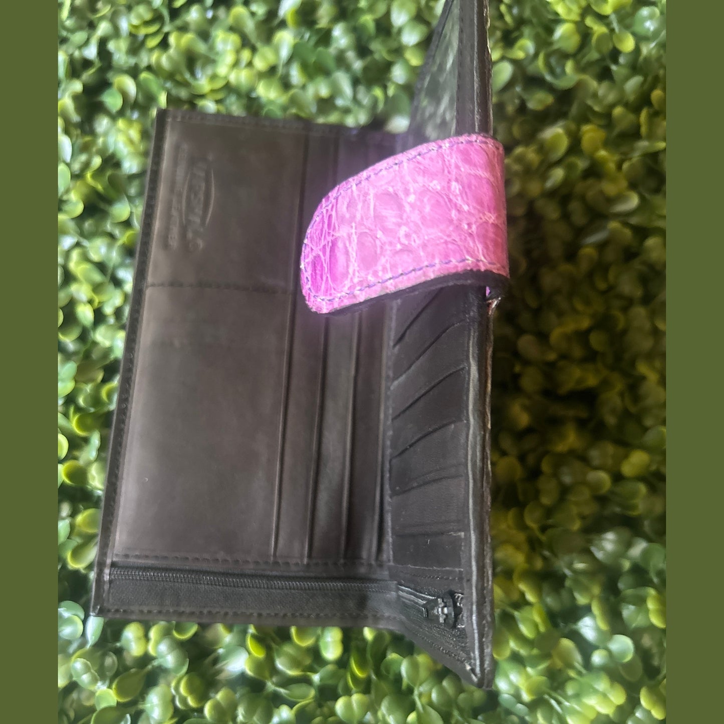 Women's Alligator  Checkbook Wallet – with Clasp Purple Color