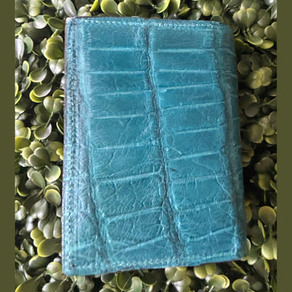 Men's Small Alligator Wallet Bifold  – Teal – Handcrafted in Palm Beach, Florida