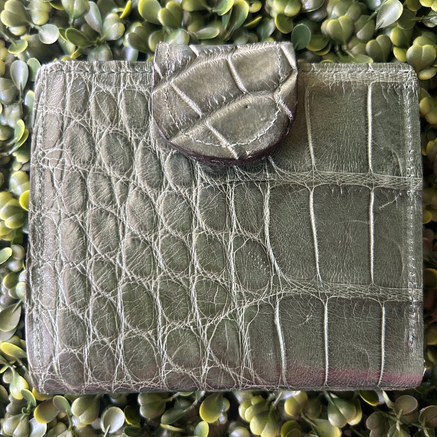 Women's Alligator  Compact Wallet with Snap Clasp – Handcrafted in Florida (Green)