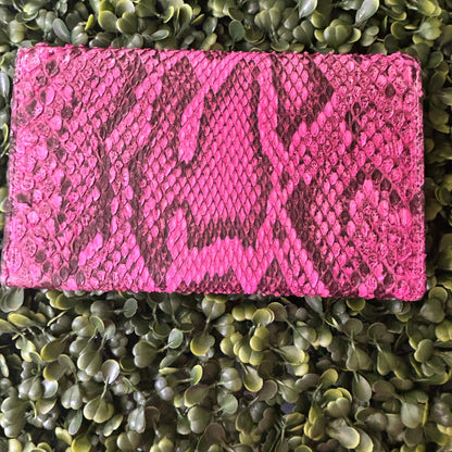 Women's Python Large Leather Wallet (3-Fold) – Pink – Handcrafted in Palm Beach, Florida