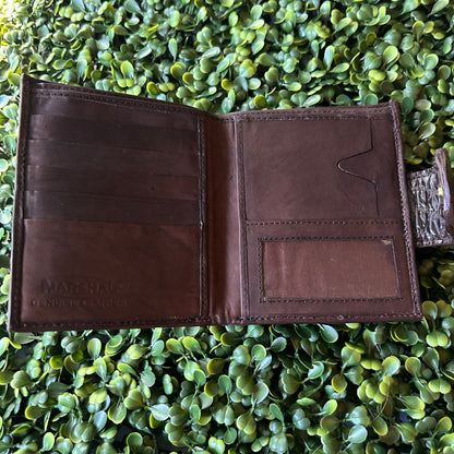 Women’s Alligator  Compact Wallet with Snap Clasp – Handcrafted in Florida (Brown)