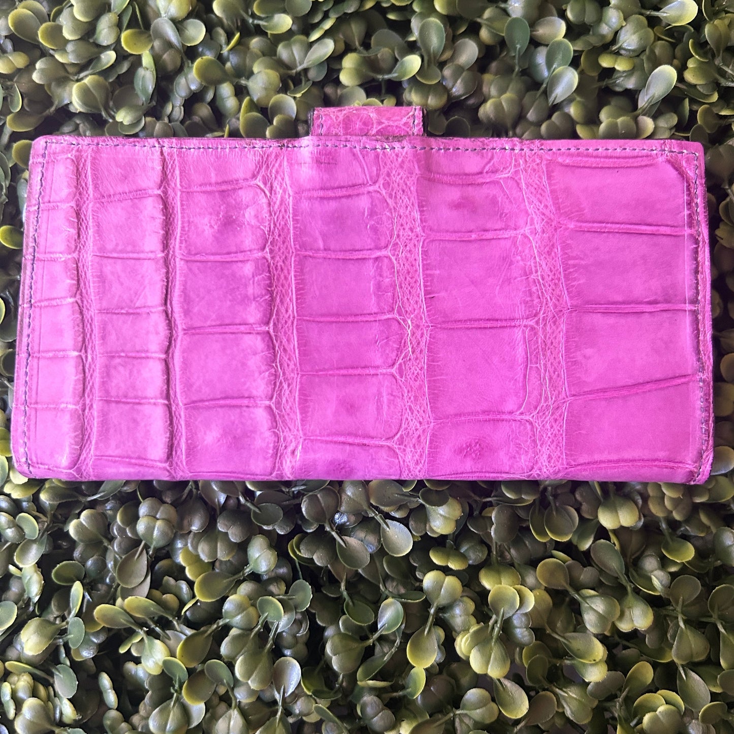Women's Alligator  Checkbook Wallet – with Clasp Purple Color