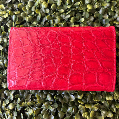 Women's Alligator Leather Wallet – Large Wallet (Red)