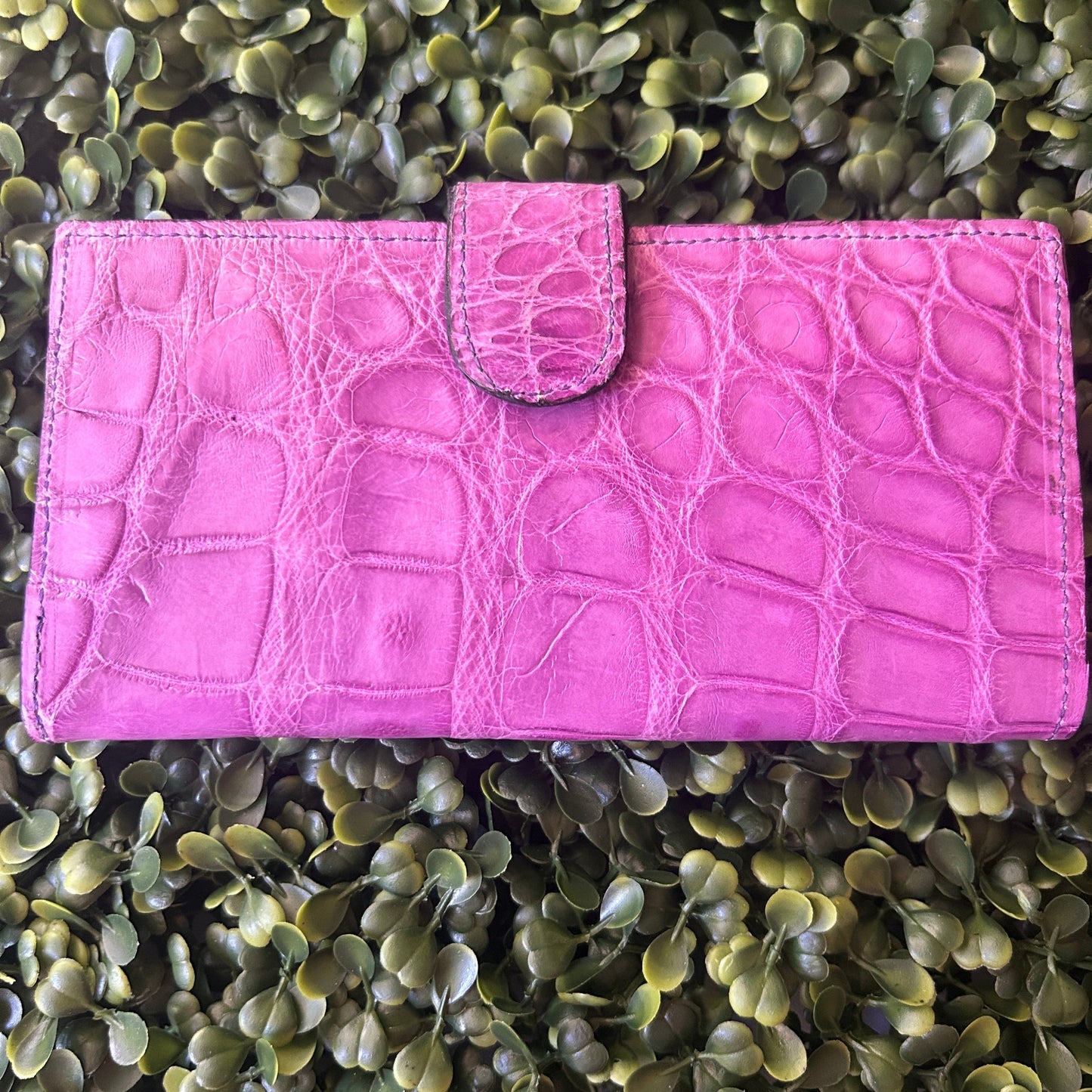 Women's Alligator  Checkbook Wallet – with Clasp Purple Color