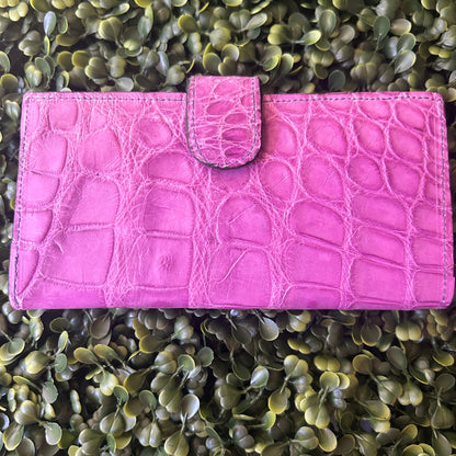 Women's Alligator  Checkbook Wallet – with Clasp Purple Color
