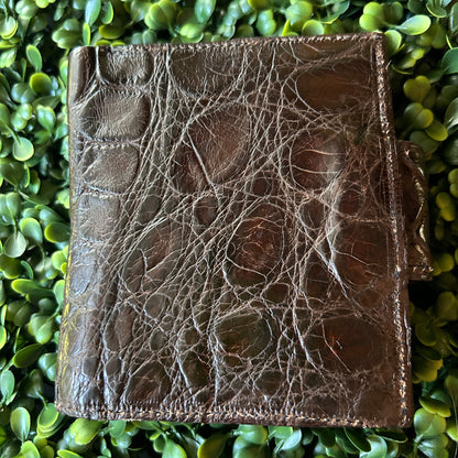 Women’s Alligator  Compact Wallet with Snap Clasp – Handcrafted in Florida (Brown)
