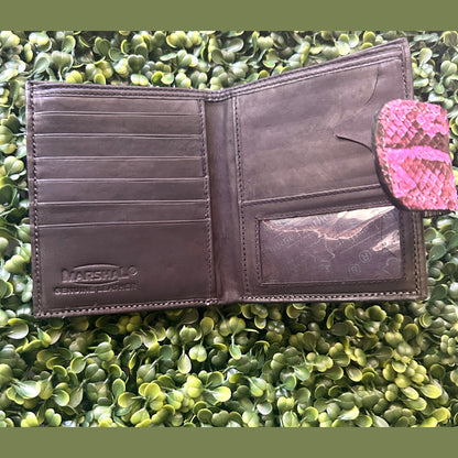 Women's Python Compact Wallet with Snap Clasp – Handcrafted in Florida (Pink)