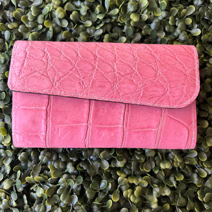 Women's Alligator  Leather Wallet – Large Wallet (Pink)