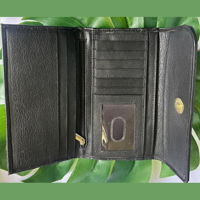 Women's Alligator  Leather Wallet – Large Wallet (Black)